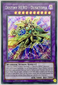 BLLR-EN025 Destiny HERO - Dusktopia - Secret Rare 1st Edition Near Mint YuGiOh - Image 1