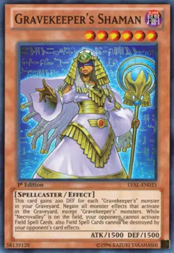 Yugioh 1X NM Gravekeeper's Shaman - LVAL-EN033 - Super Rare 1st Ed - Image 1