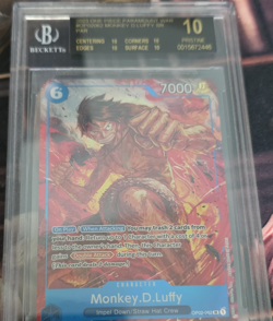 2023 ONE PIECE OP02-PARAMOUNT WAR ALTERNATE ART #062 MONKEY D. LUFFY PSA 10 - Image 1