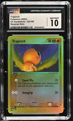 CGC 10 Gem Mint Trapinch 82/100 EX Sandstorm Reverse Holo Pokemon Card - Image 1