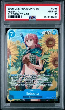 2025 One Piece Op10-058 Royal Blood Rebecca Alternate Art PSA 10 #058 SR - Image 1