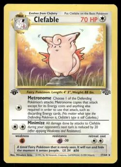Pokemon Cards Clefable 17/64 1st Edition Jungle Rare LP WEEKLY AUCTIONS - Image 1