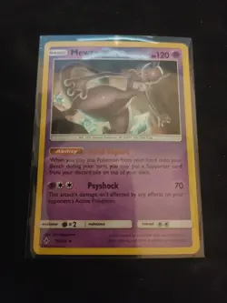 Pokemon TCG Mewtwo 75/214 Cosmo Holo Rare Unbroken Bonds Sun & Moon Near MInt - Image 1