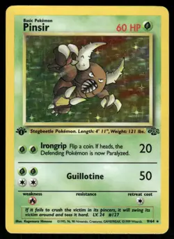 Pokemon Cards Pinsir 9/64 1st Edition Holo Jungle Rare MP WEEKLY AUCTIONS - Image 1