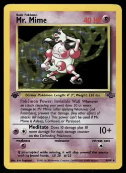 Pokemon Cards Mr. Mime 6/64 1st Edition Holo Jungle Rare LP WEEKLY AUCTIONS - Image 1