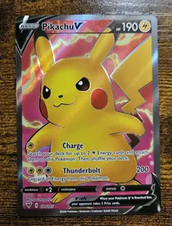 Pokemon TCG Full Art Pikachu V 170/185 Ultra Rare Card Vivid Voltage Near Mint - Image 1