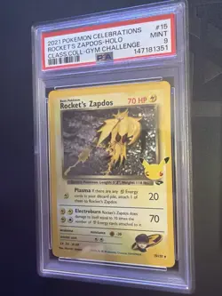 Pokemon Rocket’s Zapdos PSA 9 Holo 2021 Celebrations Classic Collection #15 Mint - Image 1