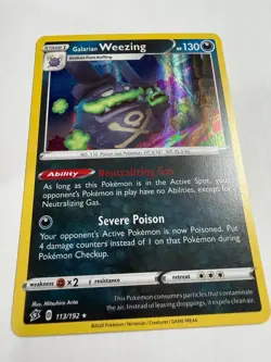 Galarian Weezing 113/192 Holo Rare Rebel Clash Pokemon Holo Near Mint - Image 1