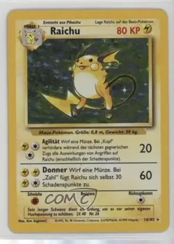 Raichu Holo German Pokemon Base Set #14 1999 - Image 1