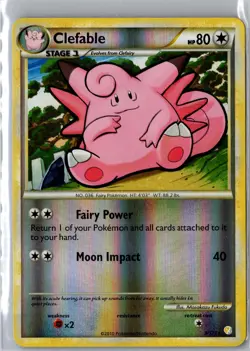Clefable 3/123 Holo Rare HeartGold & SoulSilver Pokemon Reverse Holo LP - Image 1