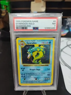 1999 POKEMON BASE SET SHADOWLESS #6 GYARADOS-HOLO PSA 7 - Image 1