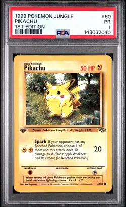 1999 POKEMON JUNGLE 1ST EDITION #60 PIKACHU PSA 1 - Image 1