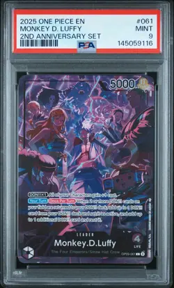 2025 One Piece English Version 2ND Anniversary Set Monkey D. Luffy PSA 9 #061 - Image 1