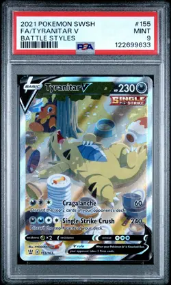 2021 POKEMON SWORD & SHIELD BATTLE STYLES #155 FA/TYRANITAR V PSA 9 - Image 1