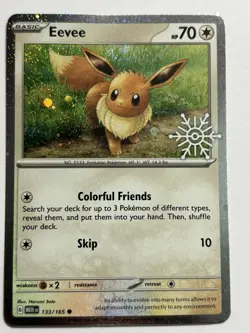 EEVEE 133/165 Pokemon TCG Holiday Calendar 2025 Holo Festive Stamp Promo NM MINT - Image 1