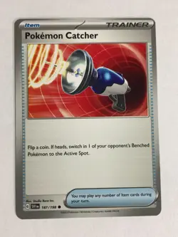 Pokemon TCG Scarlet & Violet Miscut Error Pokemon Catcher 187/198 Near Mint - Image 1