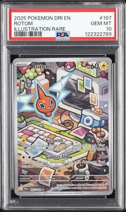 2025 POKEMON DRI EN-DESTINED RIVALS ILLUSTRATION RARE #197 ROTOM PSA 10 - Image 1