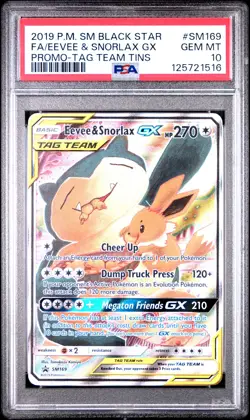 2019 POKEMON SM BLACK STAR PROMO #SM169 FULL ART/EEVEE & SNORLAX GX PSA 10 - Image 1