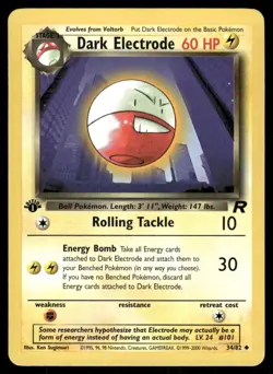 Pokemon Cards Dark Electrode 34/82 1st Edition Team Rocket NM WEEKLY AUCTIONS - Image 1