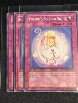 Yugioh - 3x Pikeru's Second Sight TLM-EN050 1st Edition Common NM - Image 1