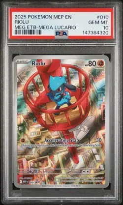 2025 POKEMON BLACK STAR PROMO #010 RIOLU MEG ETB MEGA LUCARIO PSA 10 Gem Mint - Image 1