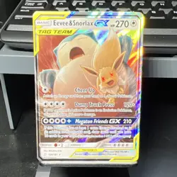Pokemon Eevee & Snorlax GX Ultra Rare TAG TEAM Holo 120/181 SM Team Up - Image 1
