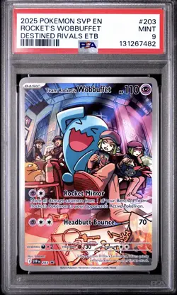 Pokemon Team Rocket's Wobbuffet 203 Scarlet & Violet Holo PSA 9 - Image 1