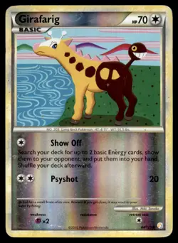 Girafarig 64/123 Common HeartGold & SoulSilver Reverse Holo Heavily Played/dmg - Image 1