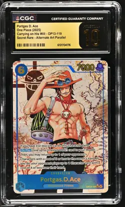 One Piece Carrying His Will Portgas D. Ace SEC Alt Art CGC Pristine 10 OP13-119 - Image 1
