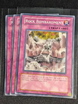 Yugioh - 3x Rock Bombardment TLM-EN055 1st Edition Common NM - Image 1