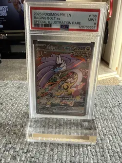 Pokemon TCG Raging Bolt EX Prismatic Evolutions Holo Card 166/131 Sir PSA 9 - Image 1