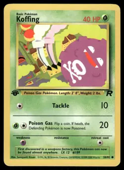 Pokemon Cards Koffing 58/82 1st Edition Team Rocket Common NM WEEKLY AUCTIONS - Image 1