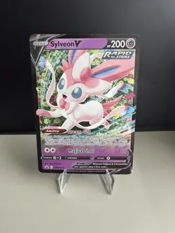 Pokemon TCG Sylveon v SWSH202 Black Star Promos Holo Card NM Condition - Image 1