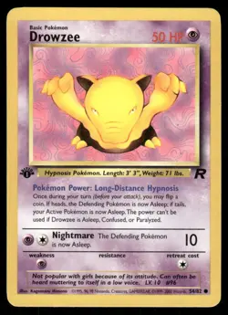 Pokemon Cards Drowzee 54/82 1st Edition Team Rocket Common NM WEEKLY AUCTIONS - Image 1