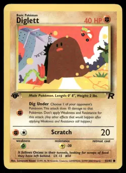 Pokemon Cards Diglett 52/82 1st Edition Team Rocket Common NM WEEKLY AUCTIONS - Image 1