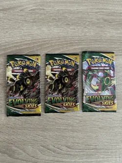 Pokemon Cards Evolving Skies EMPTY Art Packs X3 Set with Bonus Gift - Image 1