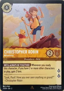 2/204 CHRISTOPHER ROBIN ADVENTURER FLOODBORN FOIL RARE DISNEY LORCANA CARD - Image 1