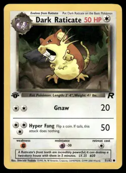 Pokemon Cards Dark Raticate 51/82 1st Edition Team Rocket NM WEEKLY AUCTIONS - Image 1