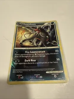 Pokemon Houndoom 5/90 Undaunted Cross Hatch Holo League Promo LP - Image 1