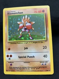 Pokemon Hitmonchan 7/102 Holo Rare Base Set - NM - Image 1