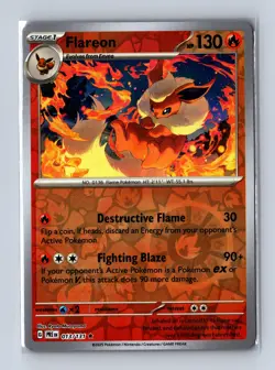 Flareon Rare,Reverse Holo Pokemon SV: Scarlet & Violet 151 #136/165 - Image 1