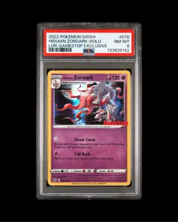 Pokemon LOR 076/196 - Stamped GameStop Lost Origin Promo Hisuian Zoroark - PSA 8 - Image 1