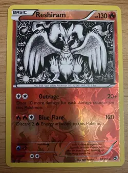 Pokemon Reshiram Holo Rare Reverse Holo 28/113 Legendary Treasures 130 HP - Image 1