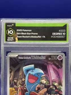 2025 Pokemon Team Rocket Wobbuffet SVP 203 FA Degree 10 Gem Mint Promo - Image 4