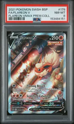 2021 POKEMON SWSH BLACK STAR PROMO #179 FULL ART/FLAREON V PSA 8 - Image 1