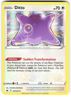 Ditto 107/159 Holo Rare Crown Zenith Pokemon Holo Near Mint - Image 1