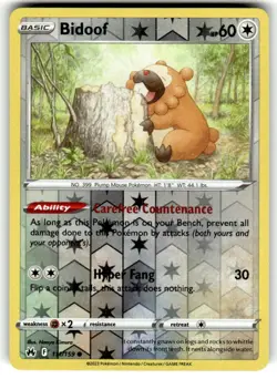 Pokemon - Bidoof - 111/159 - Reverse Holo - Crown Zenith - NM/M - Image 1