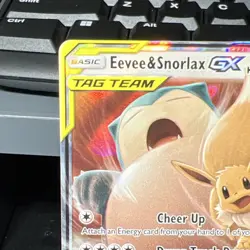 Pokemon Eevee & Snorlax GX Ultra Rare TAG TEAM Holo 120/181 SM Team Up - Image 5