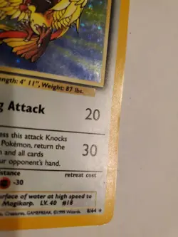 Pokemon TCG 1999 Pidgeot 8/64 Holo Rare Misprint Error - No Jungle Symbol - LP - Image 5