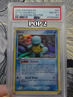 Pokemon Ditto 64/113 Squirtle Reverse Holo Stamped Delta Species PSA 8.5 POP 2 - Image 1